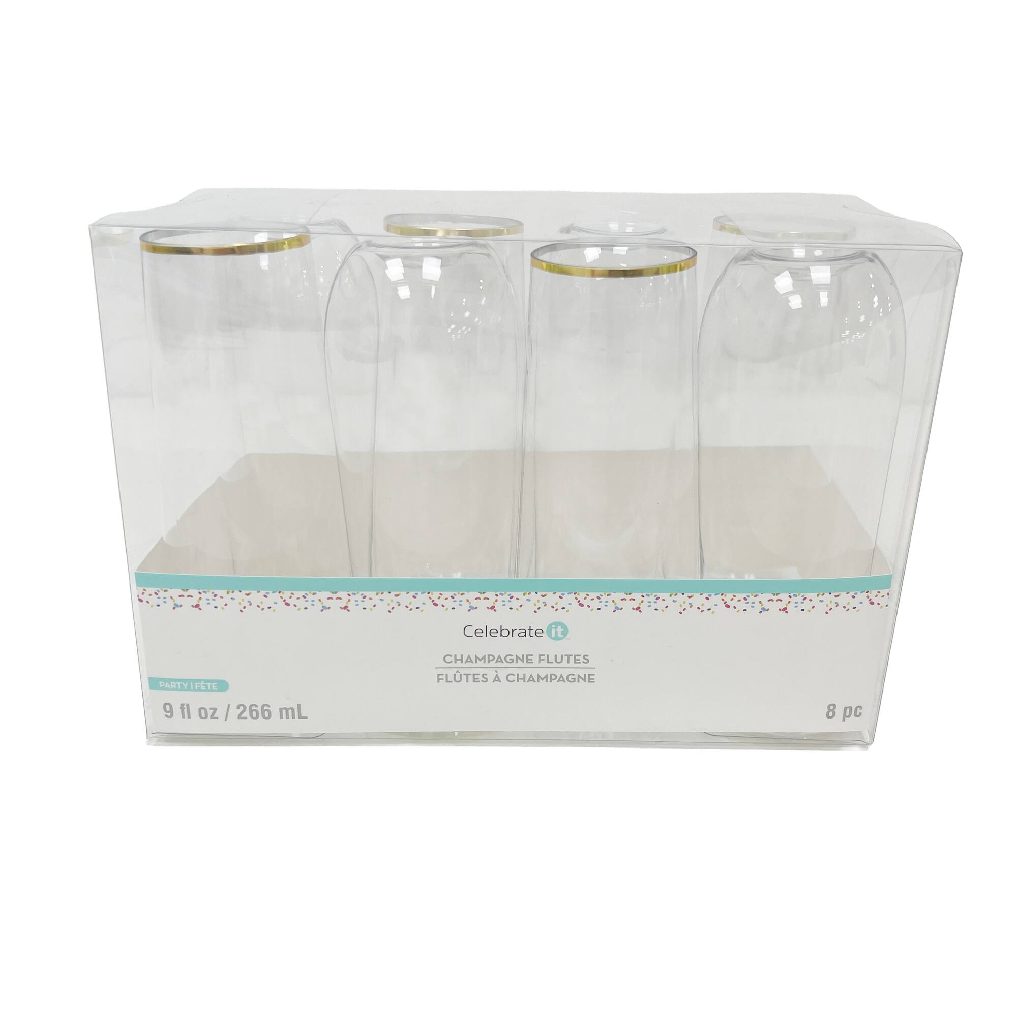 Gold Rim Stemless Champagne Flutes, 8ct. by Celebrate It™